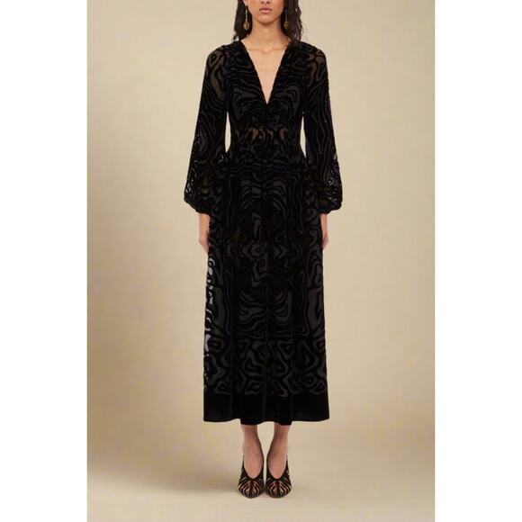 NEW NWT Ulla Johnson Elora Dress Black Midi Dress Size 4 - Picture 1 of 6